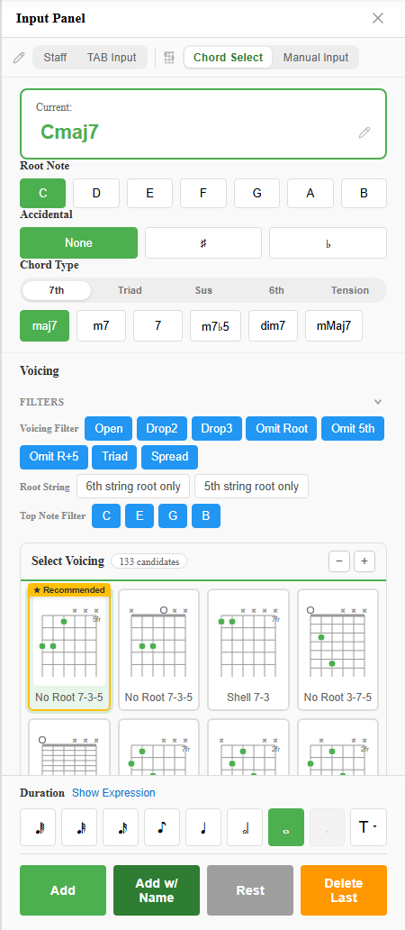 Chord Select - コード名で素早く入力