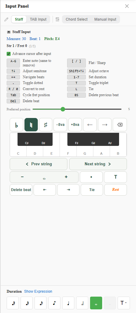 Staff Input - 五線譜で音符を直接入力
