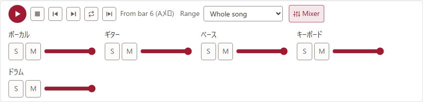 Playback bar and mixer