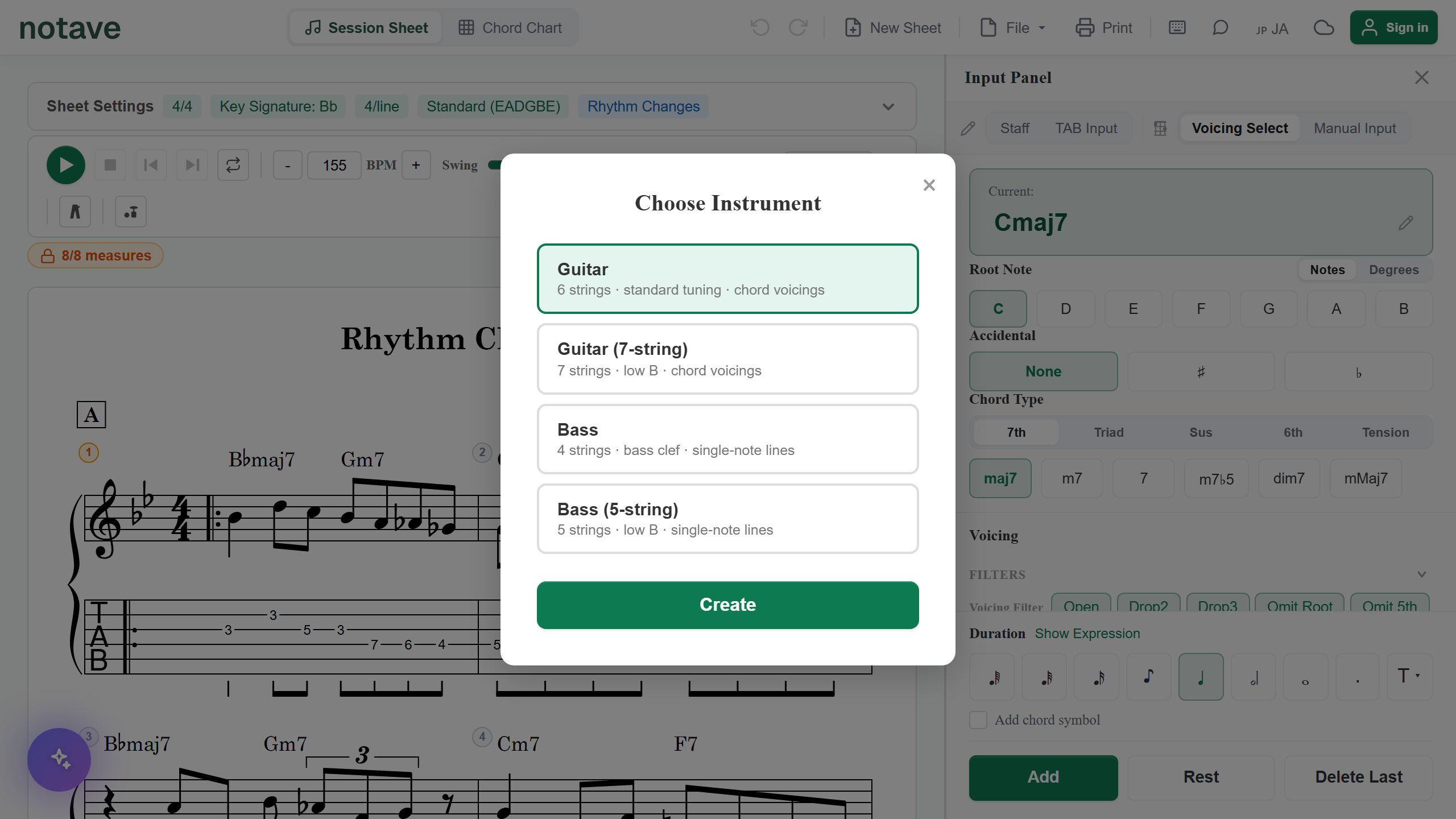 New sheet dialog
