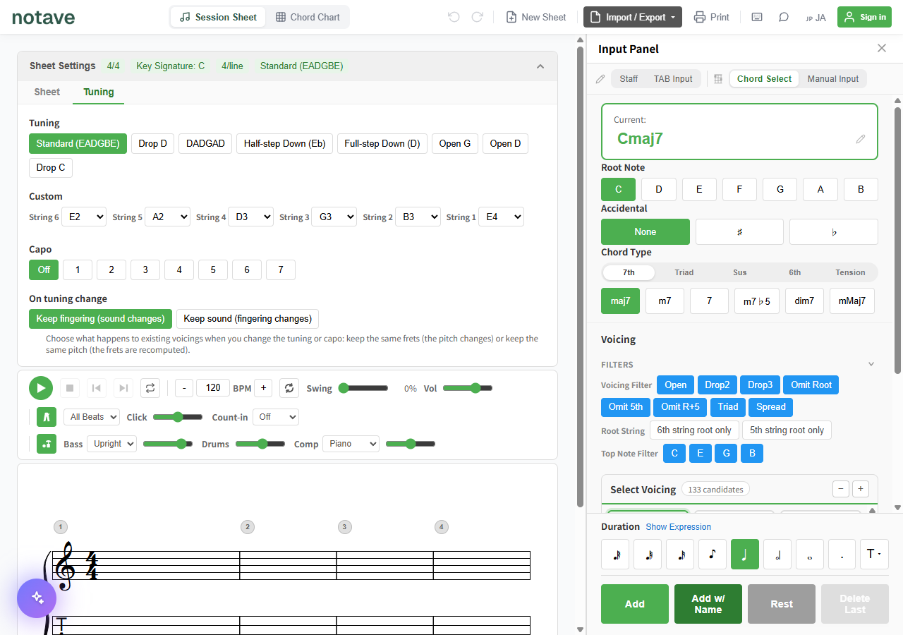 Sheet settings panel — Sheet tab